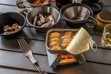 ムール貝のワイン蒸し　Camp food mussel white wine steamed
