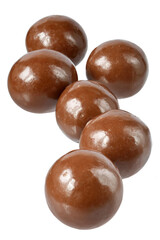 Chocolate balls close up isolated