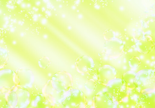 Soap Bubbles and sunshine on light green background © toucan3