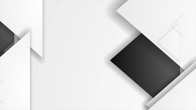 Black and white triangles abstract geometric technology motion background. Seamless looping. Video animation Ultra HD 4K 3840x2160