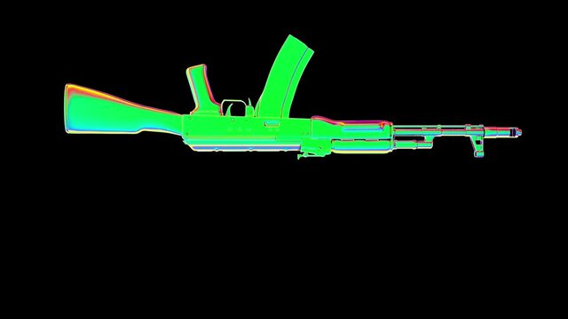 Rotating AK-47. Multicolored Looped Element