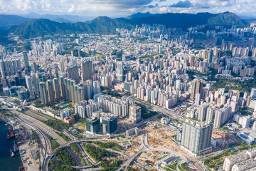 Aerial panoramic view of Hong Kong