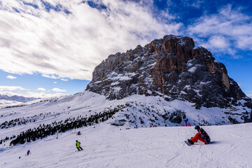 Naklejka na ściany i meble The Sellaronda is the ski circuit around the Sella group in Northern Italy. It lies between the four Ladin valleys of Badia, Gherdëina, Fascia, and Fodom.