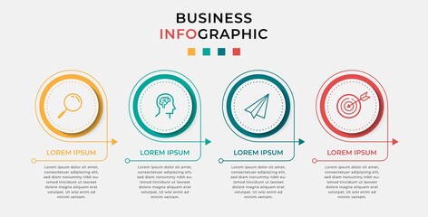 Business Infographic design template Vector with icons and 4 four options or steps. Can be used for process diagram, presentations, workflow layout, banner, flow chart, info graph