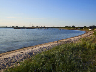 Typical beautiful Danish coastline landscape in the summer
