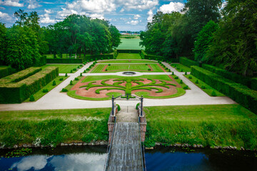 Garden of the medieval Egeskov Castle