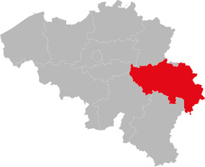 Liège province isolated on belgium map. Gray background. Backgrounds and wallpapers.