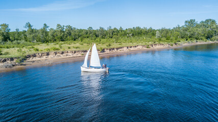 A small boat in a body of water