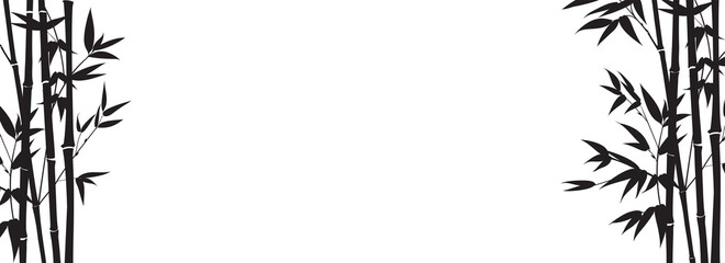 Bamboo elements design template. Panoramic simple design with frame leaf. Summer vector frame