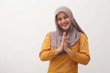 Muslim Lady Shows Greeting Gesture