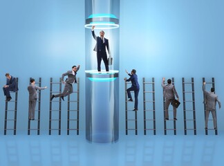 Businessmen in accelerated and fast promotion concept