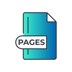 PAGES File Format Icon. PAGES extension gradiant icon.