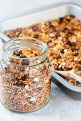 .Granola cooked at home. Healthy diet