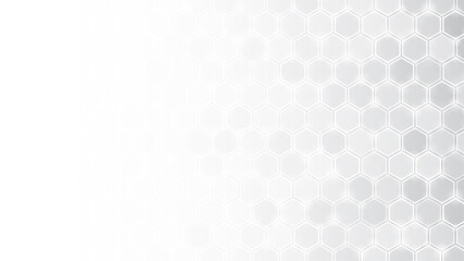 Abstract white hexagon background. Hexagonal pattern. Gray gradient backdrop. Neutral business presentation template. Monochrome wallpaper. Chemistry concept. Carbon organic formula. Honeycomb vector