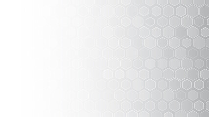 Abstract white hexagon background. Hexagonal pattern. Gray gradient backdrop. Neutral business presentation template. Monochrome wallpaper. Chemistry concept. Carbon organic formula. Honeycomb vector