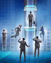 Businessmen in accelerated and fast promotion concept