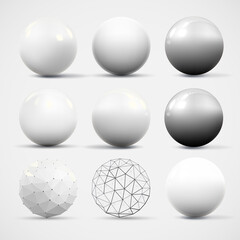 Set of realistic white spheres