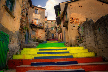 Fototapeta na wymiar Corner of the small village of Cinquefrondi.