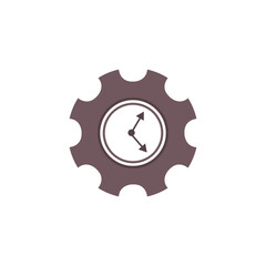 Clock gear flat icon. Stock vector illustration isolated on white background