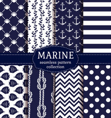 Sea and nautical seamless patterns set.