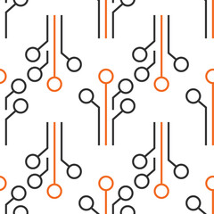 Seamless pattern with graph and analytics icon on white background. Digital internet pattern