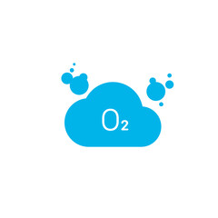 O2 symbol in a cloud. Stock vector illustration isolated on white background