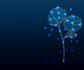 Cotton 2-2 sketch polygon, blue