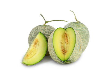Melon,cantaloupe slices isolated on white background. This has clipping path. 