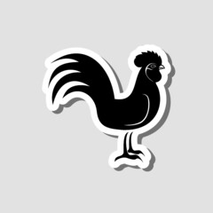 Rooster sticker icon isolated on gray background