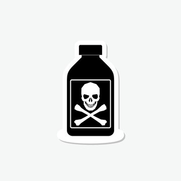 Poison bottle sticker icon isolated on gray background