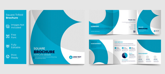 Creative business square trifold brochure template design