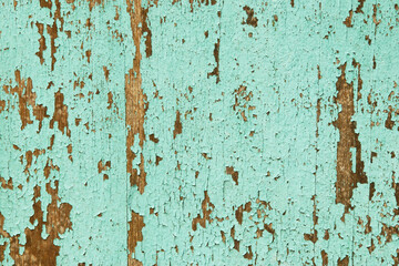 Old Turquoise Blue Wood Panel with Peeling Paint Texture
