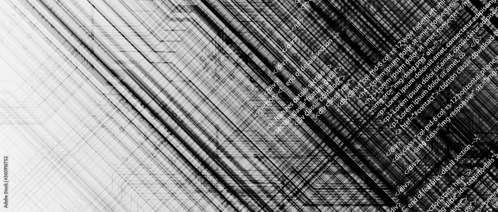 Aufkleber Software development abstract technology code and script background
