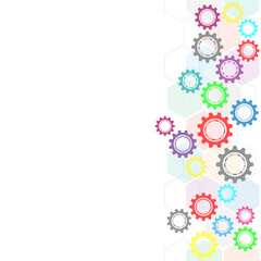 Cogs and gear wheel mechanisms. Hi-tech digital technology and engineering. Abstract technical background.
