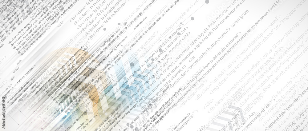 Aufkleber Software development abstract technology code and script background