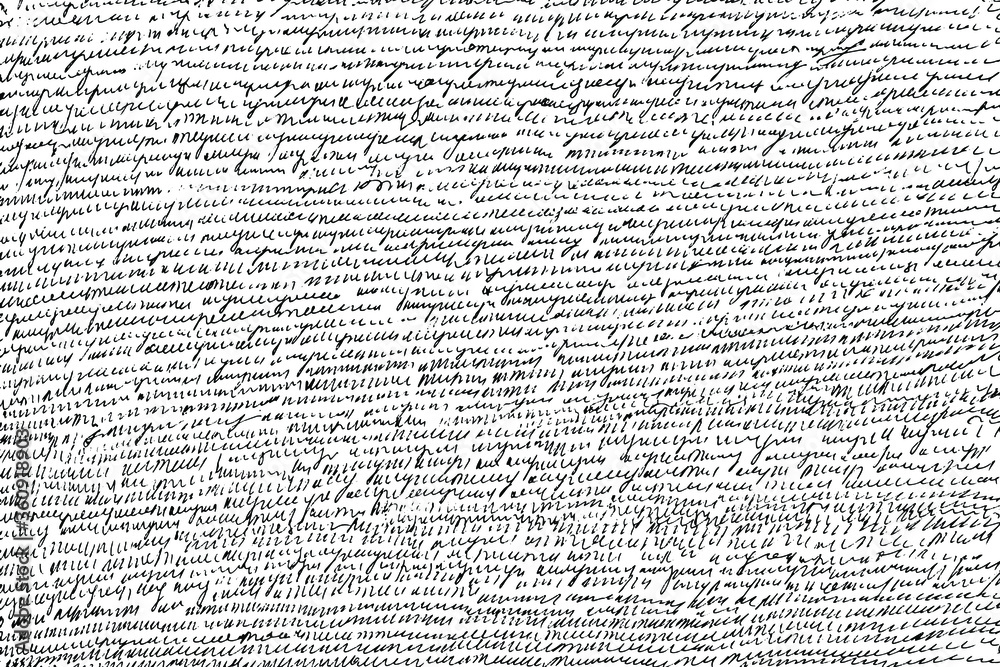 Poster vector textures, seamless pattern with handwritten scribbles imitating text. black and white backgro