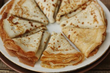 Delicious fresh crepe on the plate macro
