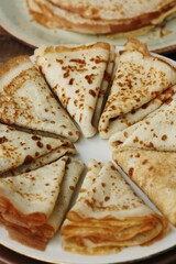 Delicious fresh crepe on the plate macro