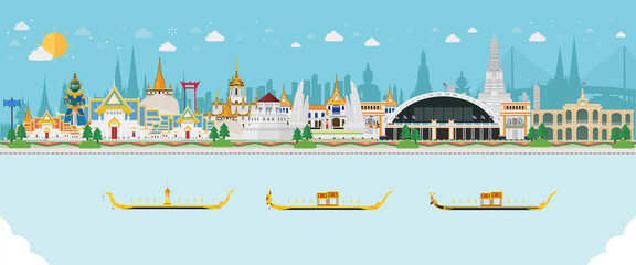 Travel to Thailand and Grand Palace, Guardian Giant, Temple, Hualamphong station, Rama VIII Bridge, Wat Arun in Bangkok