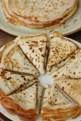Delicious fresh crepe on the plate macro