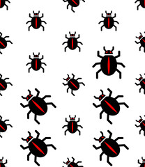 Bug Icon Seamless Pattern, Insect, Virus
