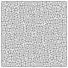 A square labyrinth top view isolated on white background. Classic Maze game. Gray maze for Your business project. Four exit labyrinth. Vector Illustration