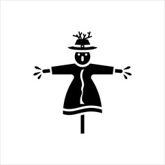 Scarecrow Icon, Mannequin, Decoy Shape Of A Human To Scare Birds From Fields