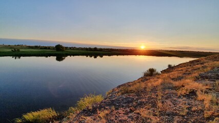 sunset over the river