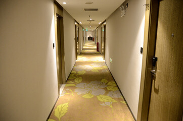 Hotel hallway with doors