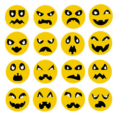 Fototapeta premium Halloween smile faces icon isolated on white, stock vector set