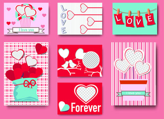 love card and pink letter for valentine's day.