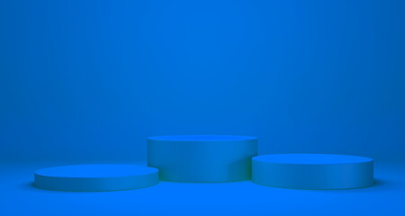 Empty podium or pedestal display on Color background with stand concept, Blank product shelf standing backdrop 3D rendering