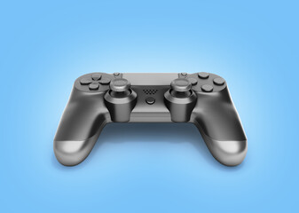 Black gamepad isolated on blue gradient background 3d rendering