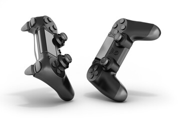 Black gamepad isolated on white background 3d rendering © kv_san